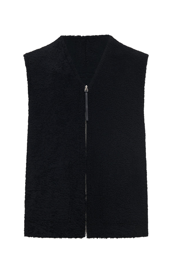 Gabriela Hearst Snowdon Reversible Vest In Black Shearling