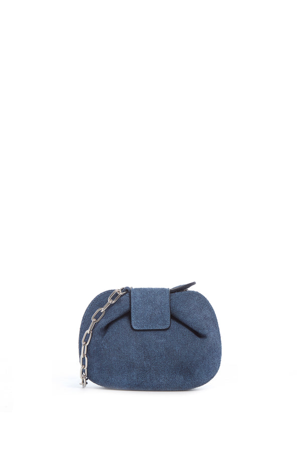 Gabriela Hearst Soft Demi Clutch In Medium Blue Suede Denim