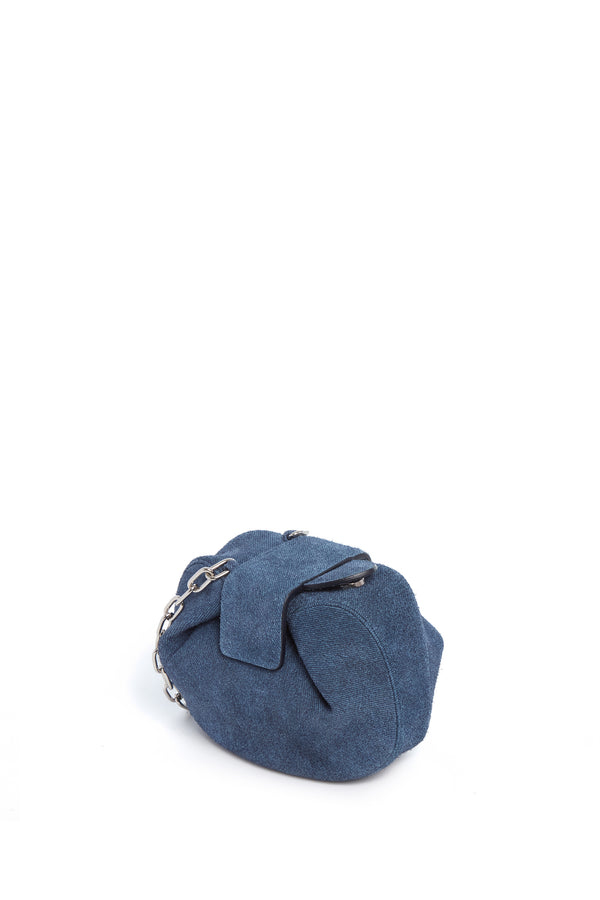 Gabriela Hearst Soft Demi Clutch In Medium Blue Suede Denim