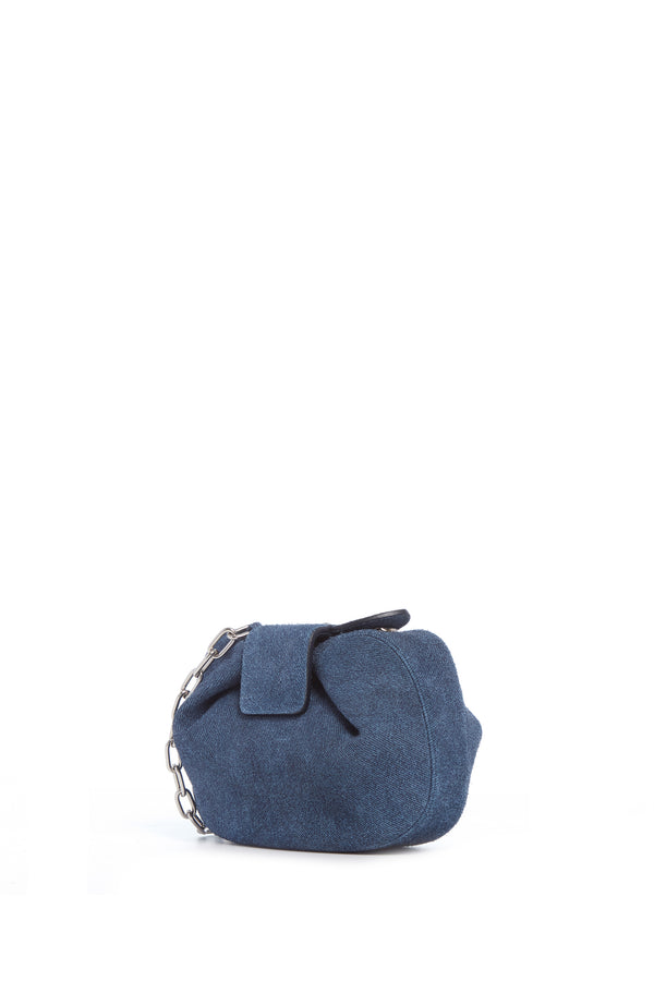 gabriela hearst Soft Demi Clutch in Medium Blue Suede Denim