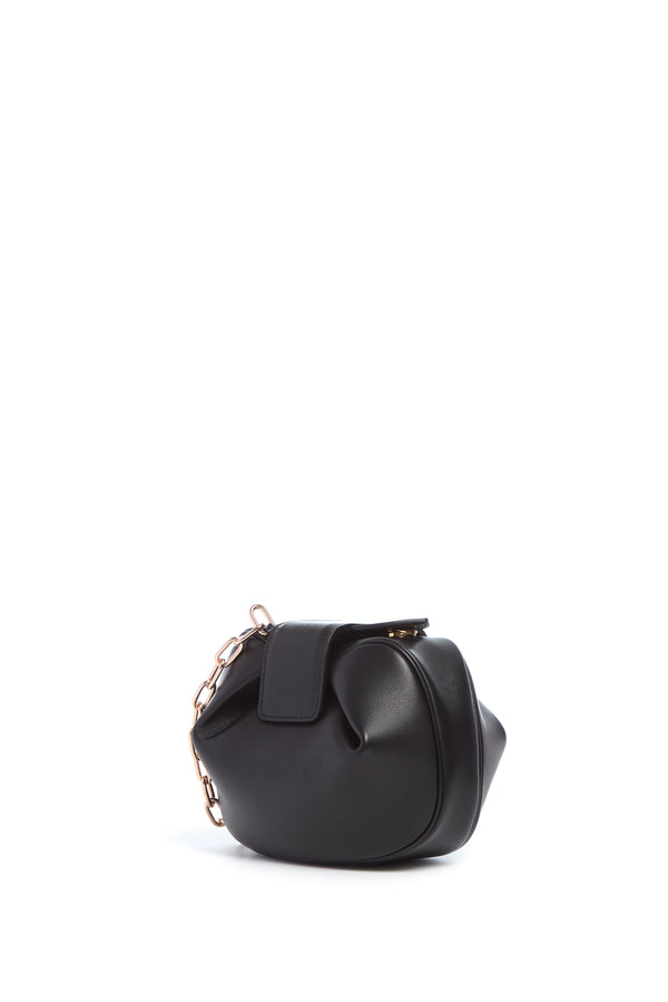 gabriela hearst Soft Demi Clutch with Chain in Black Nappa Leather