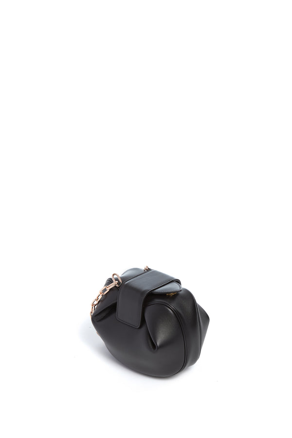 Gabriela Hearst Soft Demi Clutch With Chain In Black Nappa Leather