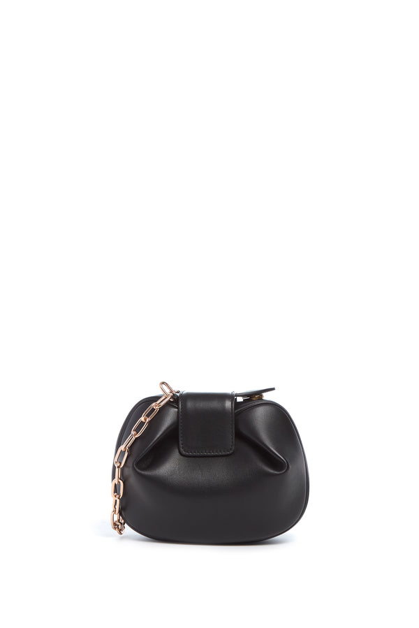 Gabriela Hearst Soft Demi Clutch With Chain In Black Nappa Leather