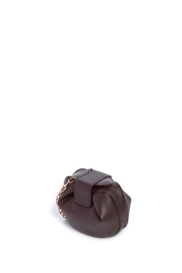 Gabriela Hearst Soft Demi Clutch With Chain In Bordeaux Nappa Leather