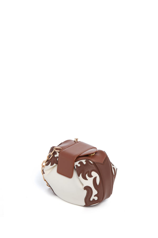 Gabriela Hearst Soft Demi Western Clutch With Chain In Ivory Multi Nappa Leather