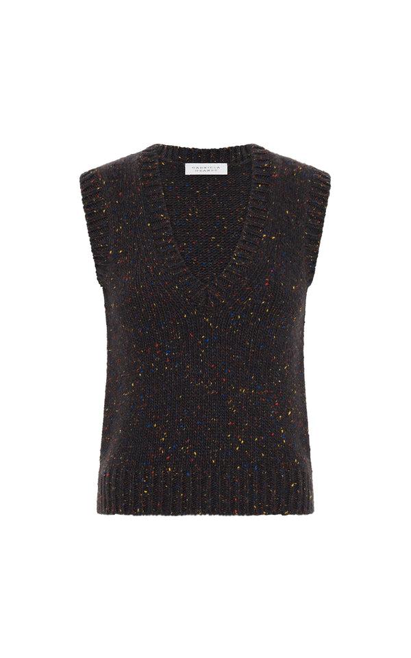 gabriela hearst Solomon Knit Vest in Charcoal Multi Speckle Cashmere