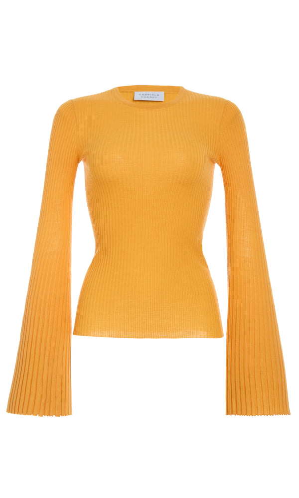 gabriela hearst Soraya Knit Sweater in Yellow Merino Wool