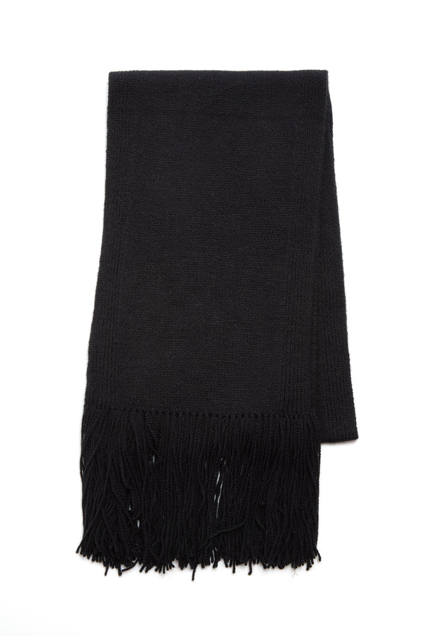 gabriela hearst Staffordshire Knit Fringe Scarf in Black Cashmere