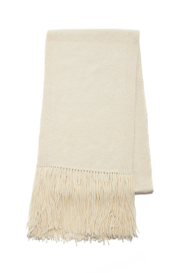 gabriela hearst Staffordshire Knit Fringe Scarf in Ivory Cashmere