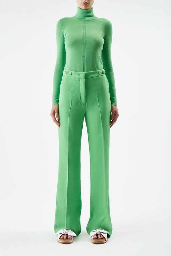 Gabriela Hearst Steinem Knit Turtleneck In Fluorescent Green Cashmere Silk