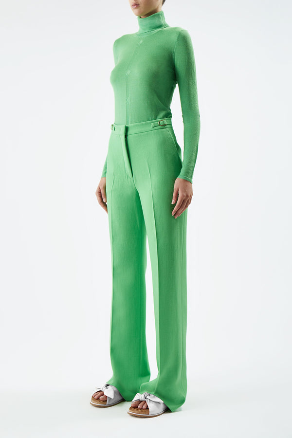 Gabriela Hearst Steinem Knit Turtleneck In Fluorescent Green Cashmere Silk