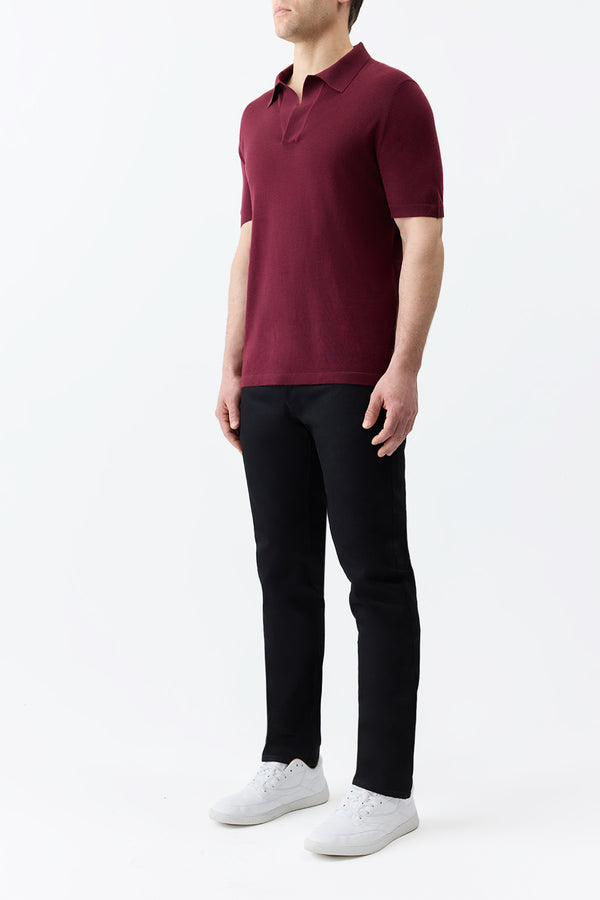 Gabriela Hearst Stendhal Knit Short Sleeve Polo In Bordeaux Cashmere