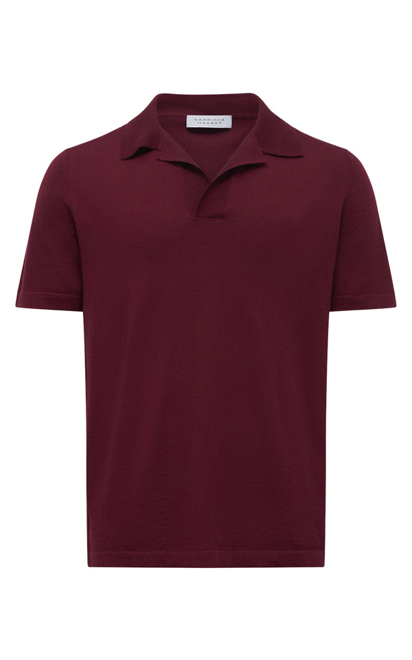 gabriela hearst Stendhal Knit Short Sleeve Polo in Bordeaux Cashmere