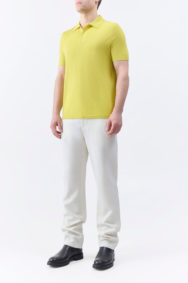 Gabriela Hearst Stendhal Knit Short Sleeve Polo In Lime Adamite Cashmere