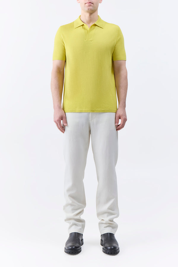 Gabriela Hearst Stendhal Knit Short Sleeve Polo In Lime Adamite Cashmere
