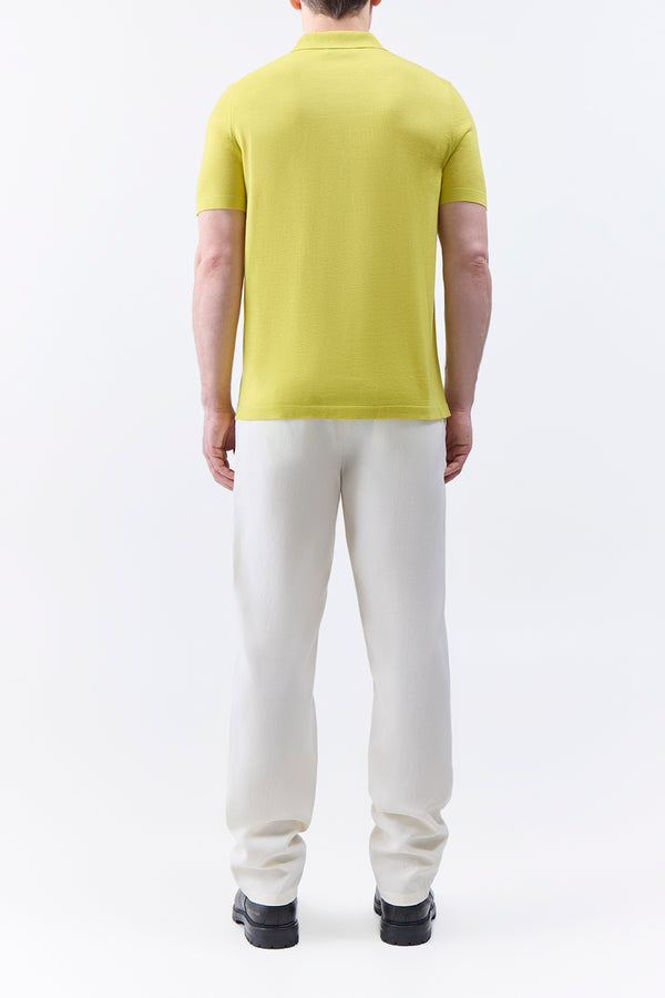 Gabriela Hearst Stendhal Knit Short Sleeve Polo In Lime Adamite Cashmere