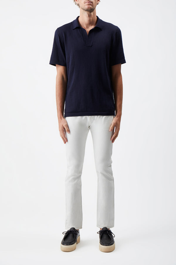 Gabriela Hearst Stendhal Knit Short Sleeve Polo In Navy Cashmere