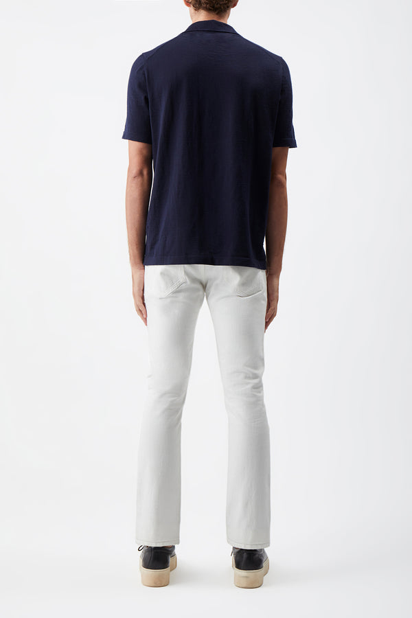 Gabriela Hearst Stendhal Knit Short Sleeve Polo In Navy Cashmere