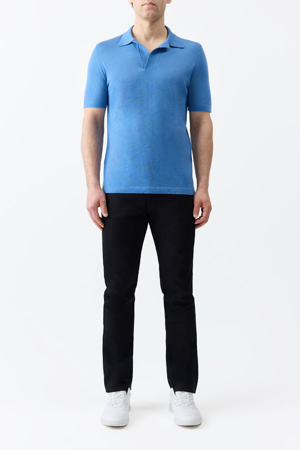 Gabriela Hearst Stendhal Knit Short Sleeve Polo In Sky Cashmere