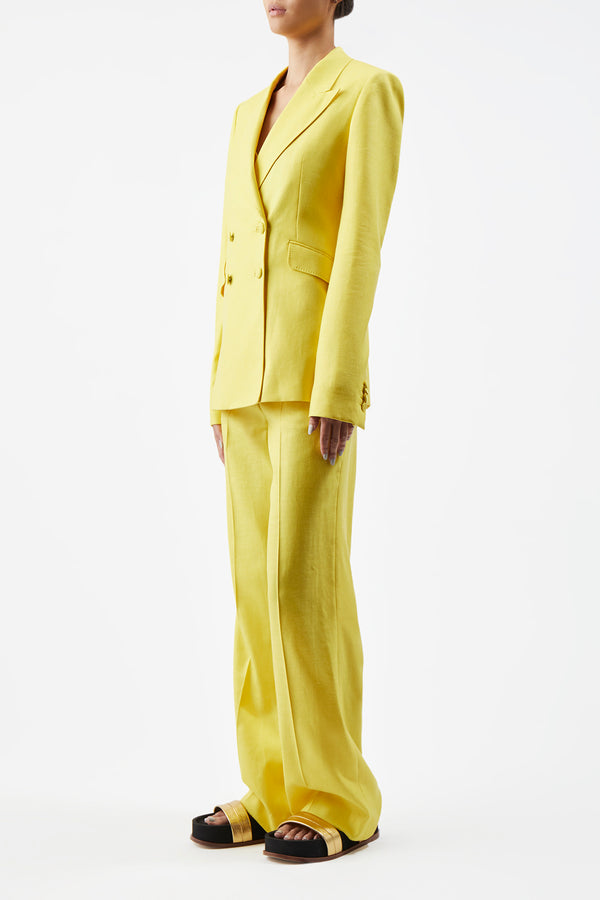 Gabriela Hearst Stephanie Blazer In Cadmium Yellow Virgin Wool And Silk Linen Twill