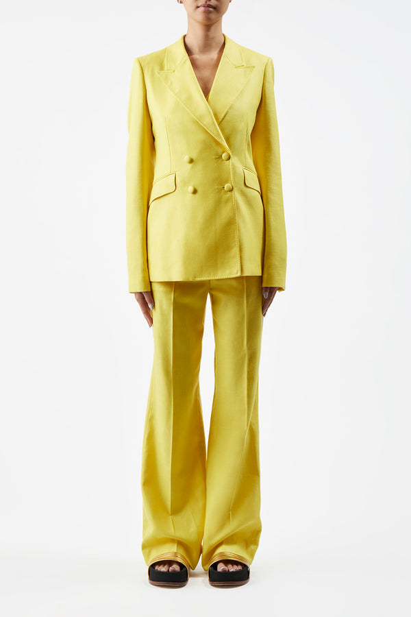 Gabriela Hearst Stephanie Blazer In Cadmium Yellow Virgin Wool And Silk Linen Twill