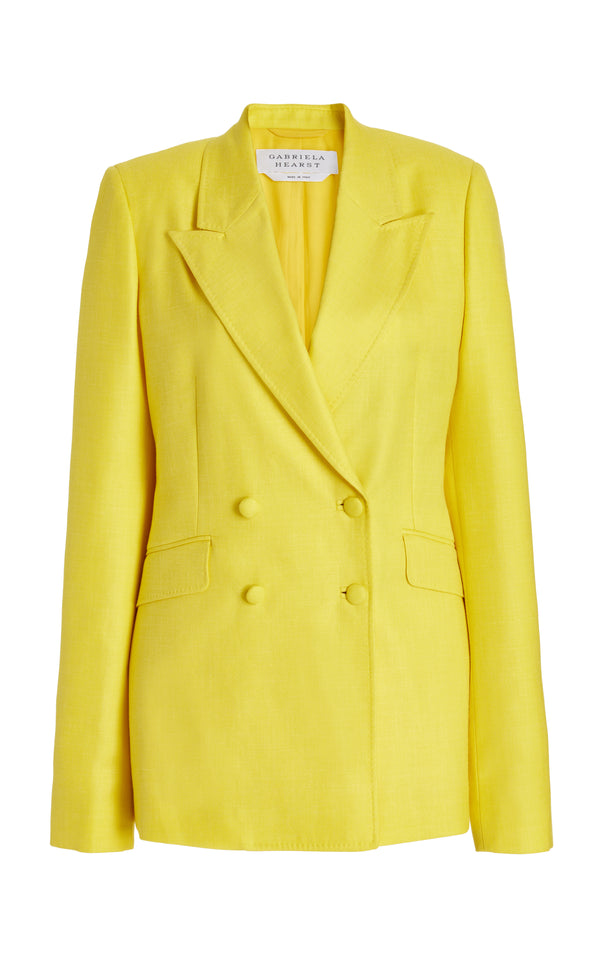 gabriela hearst Stephanie Blazer in Cadmium Yellow Virgin Wool and Silk Linen Twill