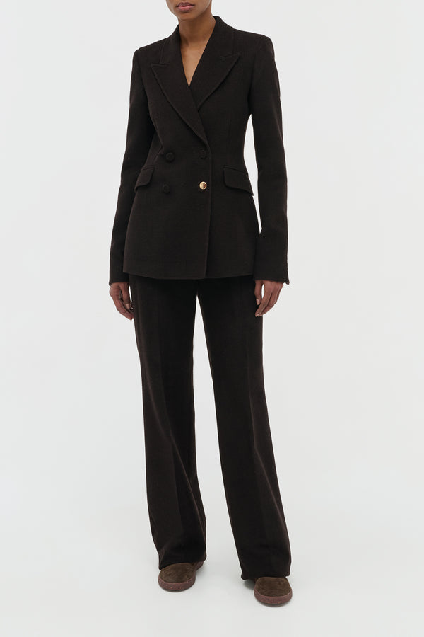 Gabriela Hearst Stephanie Blazer In Chocolate Fine Cashmere Corduroy