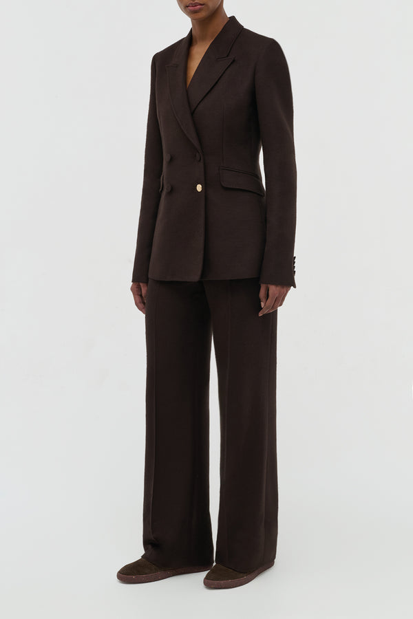 Gabriela Hearst Stephanie Blazer In Chocolate Winter Silk