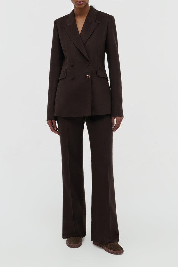 Gabriela Hearst Stephanie Blazer In Chocolate Winter Silk