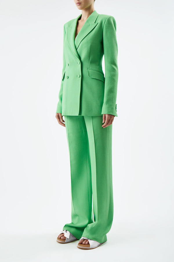 Gabriela Hearst Stephanie Blazer In Fluorescent Green Virgin Wool Crepe