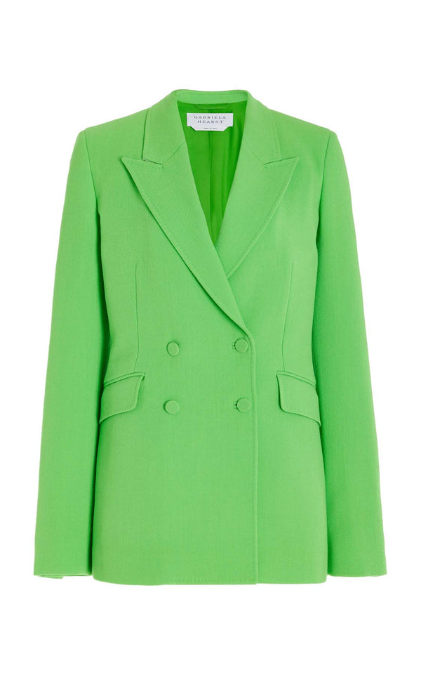 gabriela hearst Stephanie Blazer in Fluorescent Green Virgin Wool Crepe