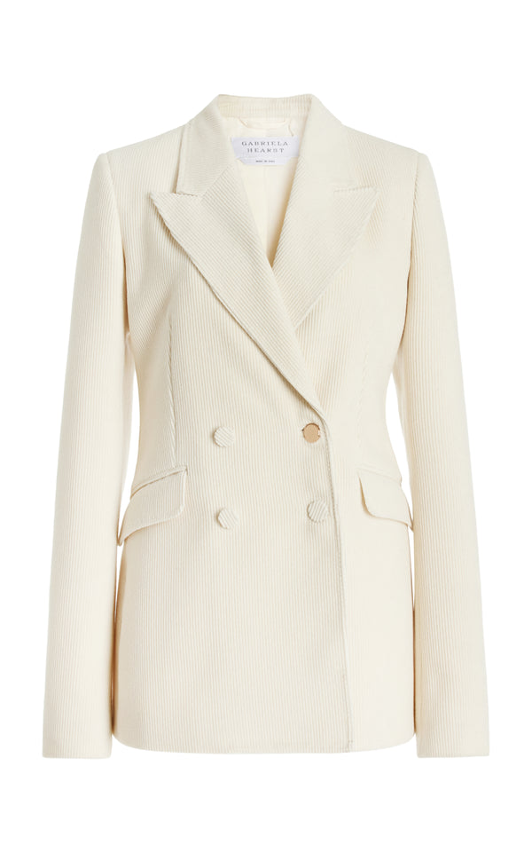Gabriela Hearst Stephanie Blazer In Ivory Cashmere Corduroy