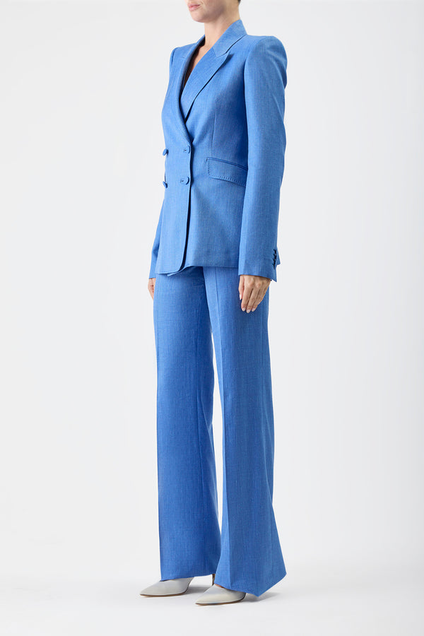 Gabriela Hearst Stephanie Blazer In Sapphire Virgin Wool And Silk Linen