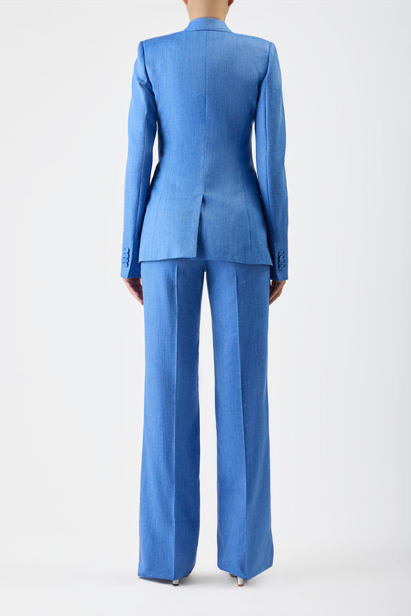 Gabriela Hearst Stephanie Blazer In Sapphire Virgin Wool And Silk Linen