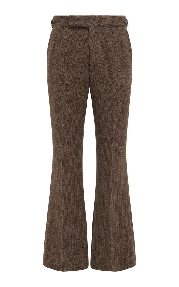 gabriela hearst Stevie Pant in Chocolate Multi Virgin Wool Cashmere Herringbone