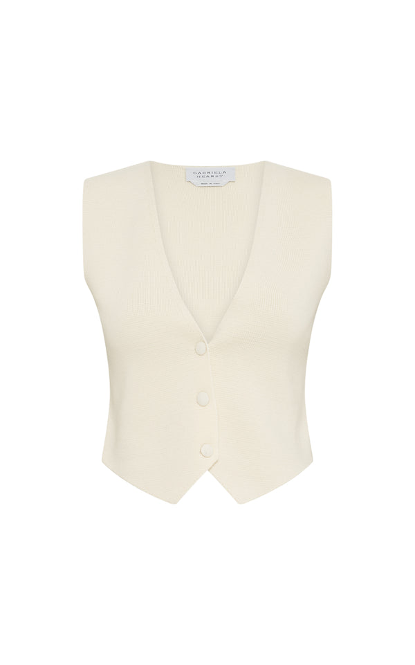gabriela hearst Styx Knit Vest in Ivory Merino Wool Cashmere