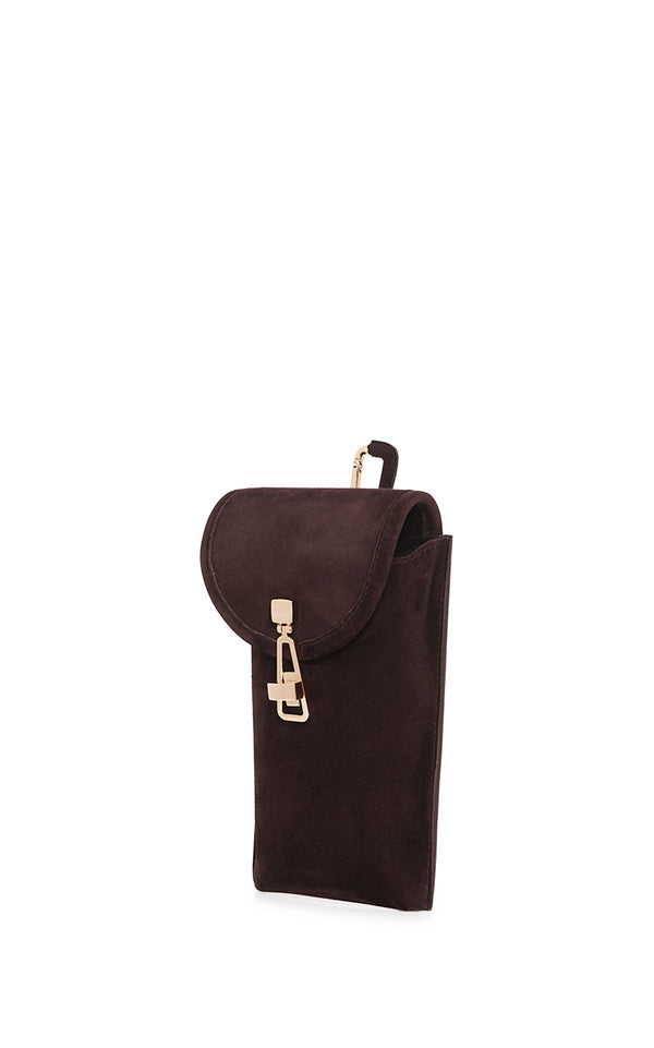 Gabriela Hearst Sunglasses Pouch In Dark Brown Suede