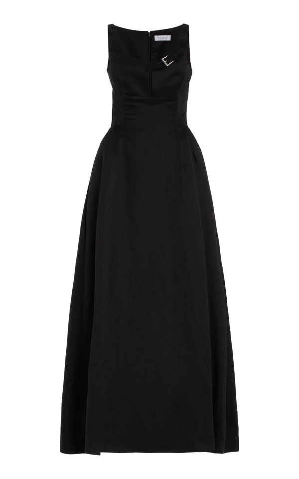 gabriela hearst Sven Maxi Dress in Black Silk Linen Satin