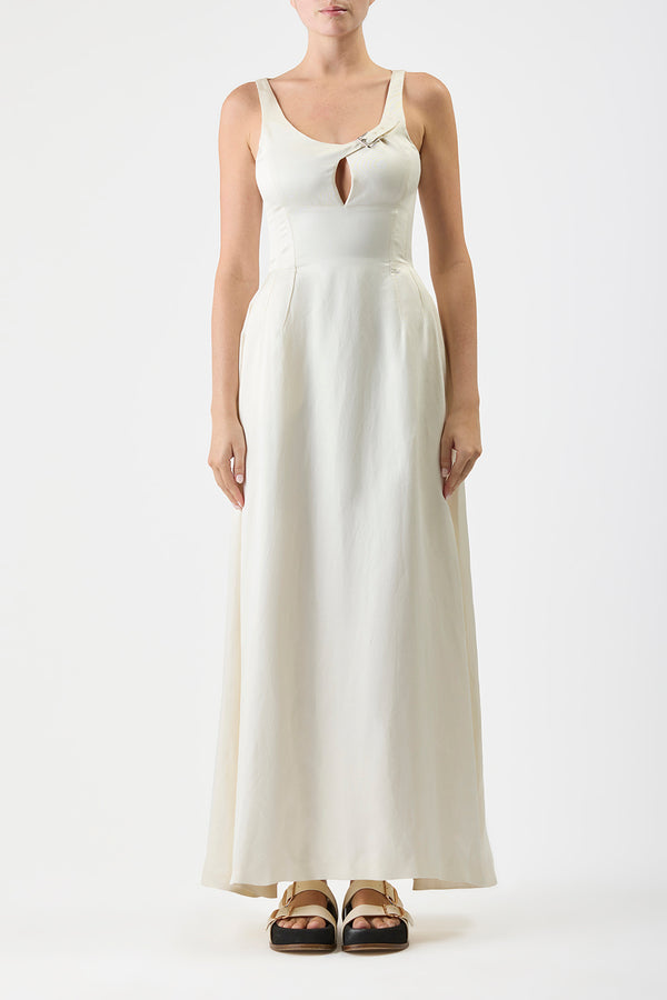 Gabriela Hearst Sven Maxi Dress In Ivory Silk Linen Satin