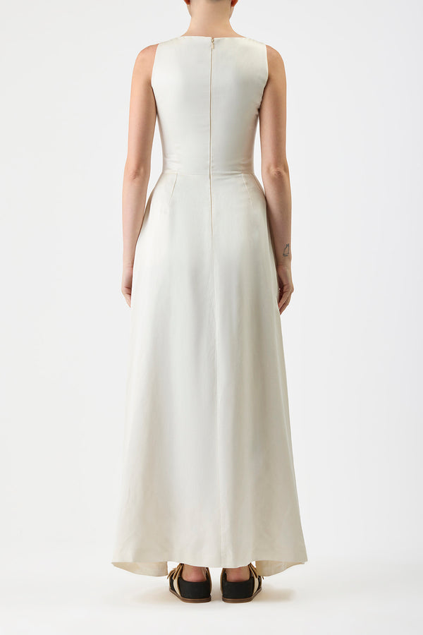 Gabriela Hearst Sven Maxi Dress In Ivory Silk Linen Satin