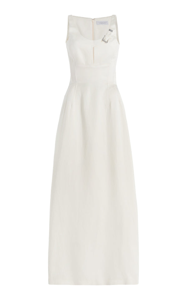 gabriela hearst Sven Maxi Dress in Ivory Silk Linen Satin