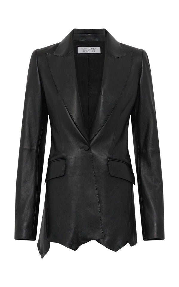 gabriela hearst Sybel Raw Cut Blazer in Black Soft Leather