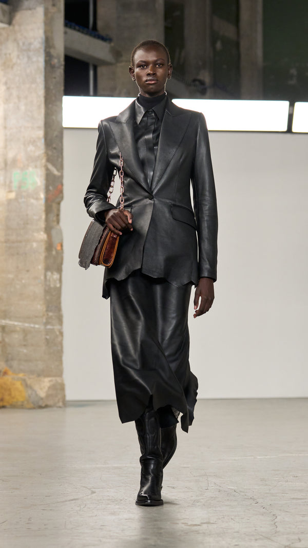 Gabriela Hearst Sybel Raw Cut Blazer In Black Soft Leather