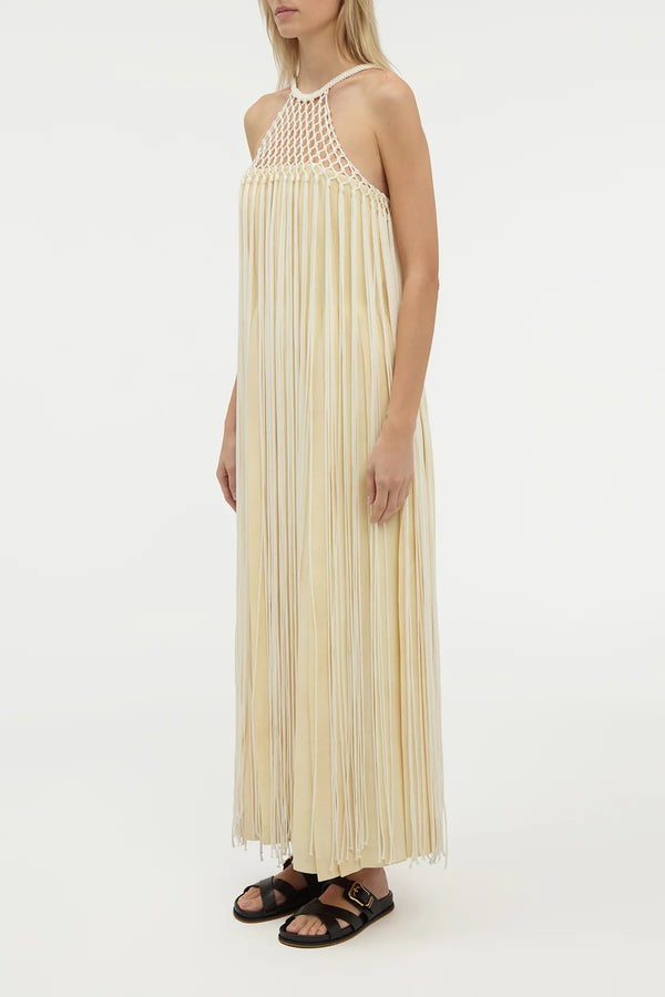 Gabriela Hearst Tacia Fringe Maxi Dress In Ivory Silk