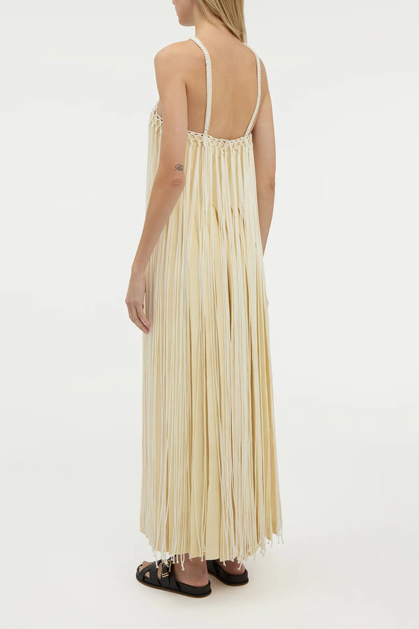 Gabriela Hearst Tacia Fringe Maxi Dress In Ivory Silk