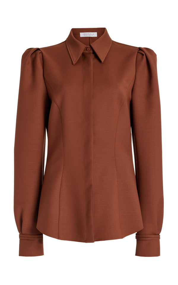 gabriela hearst Talbot Shirt in Cognac Sportswear Wool