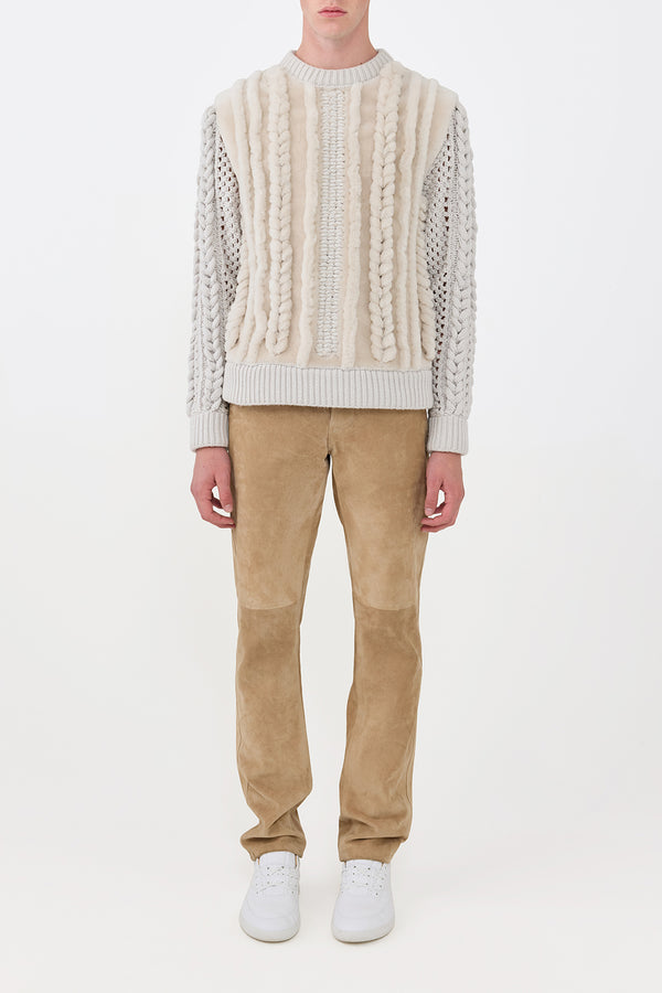 Gabriela Hearst Talus Knit Pullover In Ivory Cashmere & Shearling
