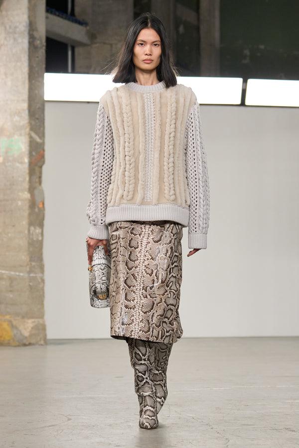 Gabriela Hearst Talus Knit Pullover In Ivory Cashmere & Shearling