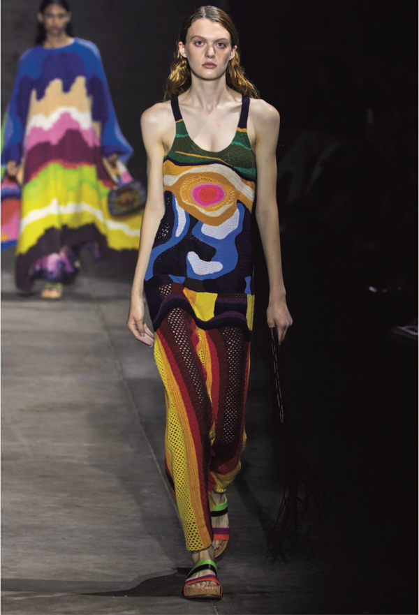 Gabriela Hearst Tamra Crochet Dress In Mineral Multi Cashmere