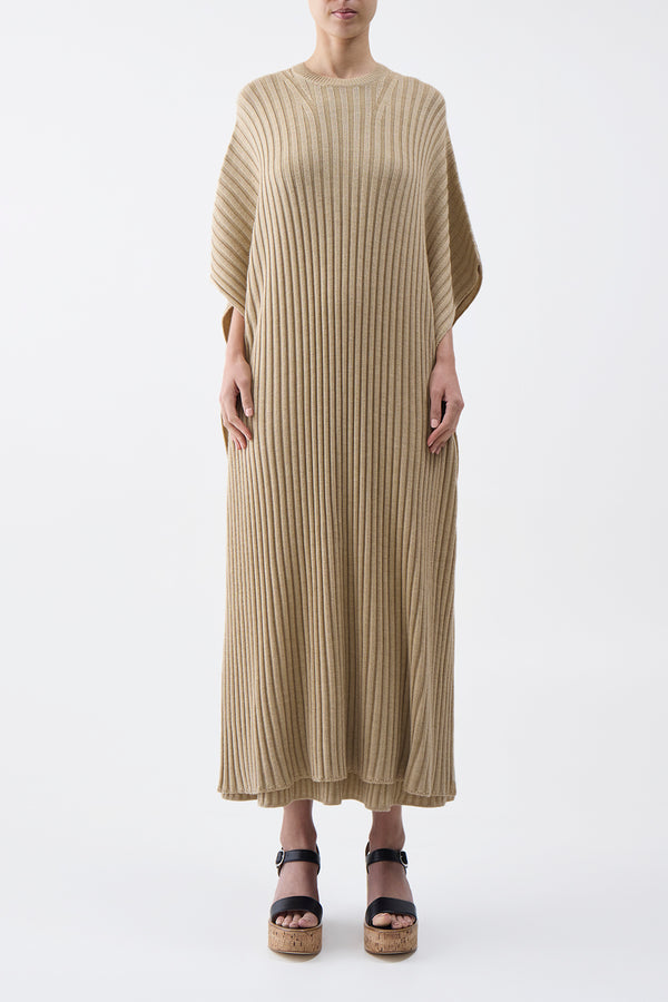 Gabriela Hearst Taos Knit Poncho In Hay Merino Wool Cashmere